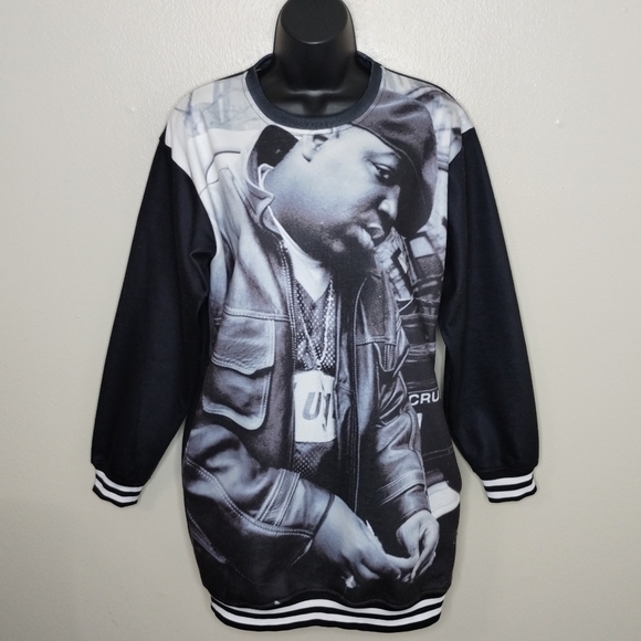Maison De Garcon Tops - Maison de Garcon Womens Medium Sweatshirt Dress Notorious BIG AOP 90s Hip Hop